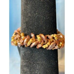 Amber Colored Karina Stretch Beaded Bracelet